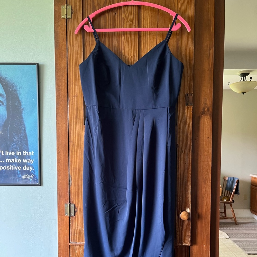 NWT Lulu’s Reinette Navy Blue Midi Dress